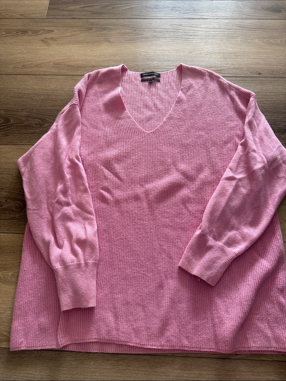 Something Navy Soft Pink V-Neck Sweater